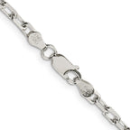 Sterling Silver 3.75mm Diamond-cut Long Link Cable Chain