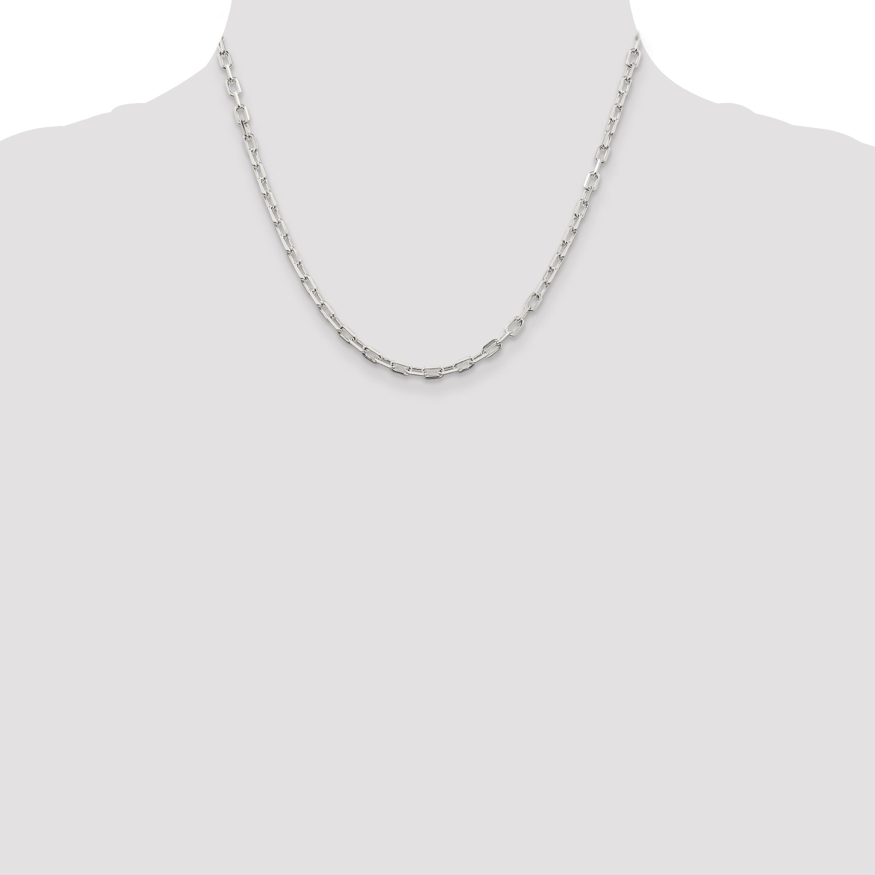 Sterling Silver 3.75mm Diamond-cut Long Link Cable Chain