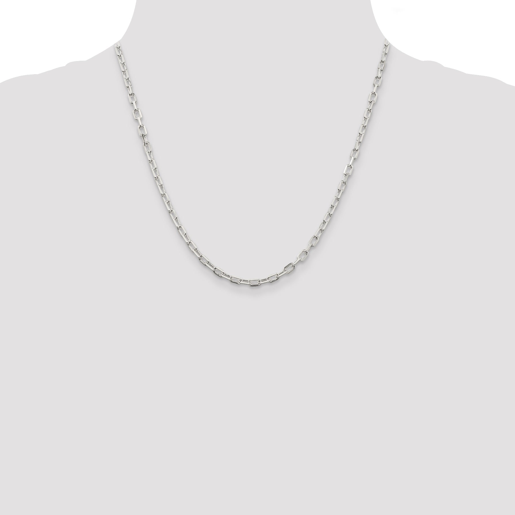 Sterling Silver 3.75mm Diamond-cut Long Link Cable Chain