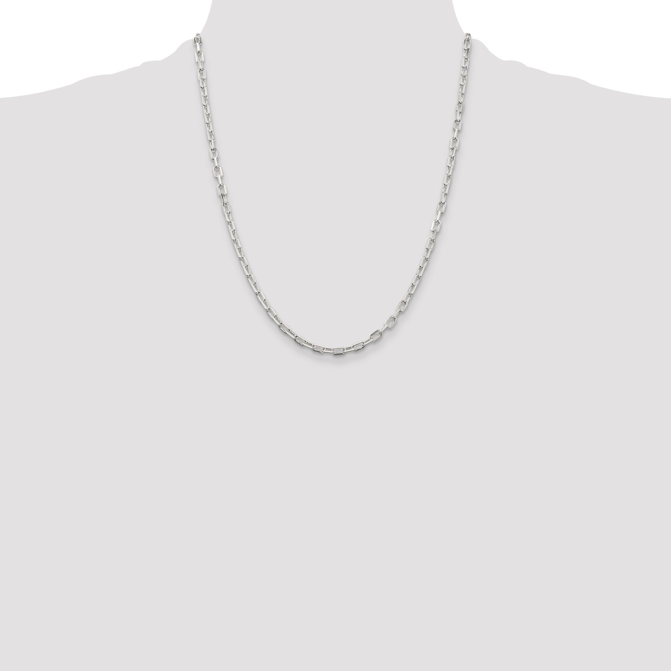 Sterling Silver 3.75mm Diamond-cut Long Link Cable Chain