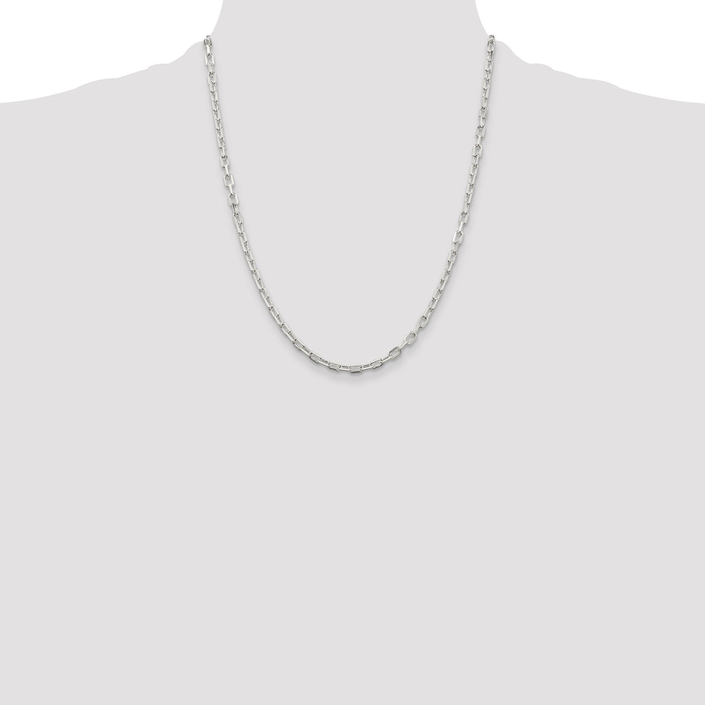 Sterling Silver 3.75mm Diamond-cut Long Link Cable Chain