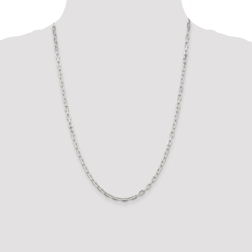 Sterling Silver 3.75mm Diamond-cut Long Link Cable Chain