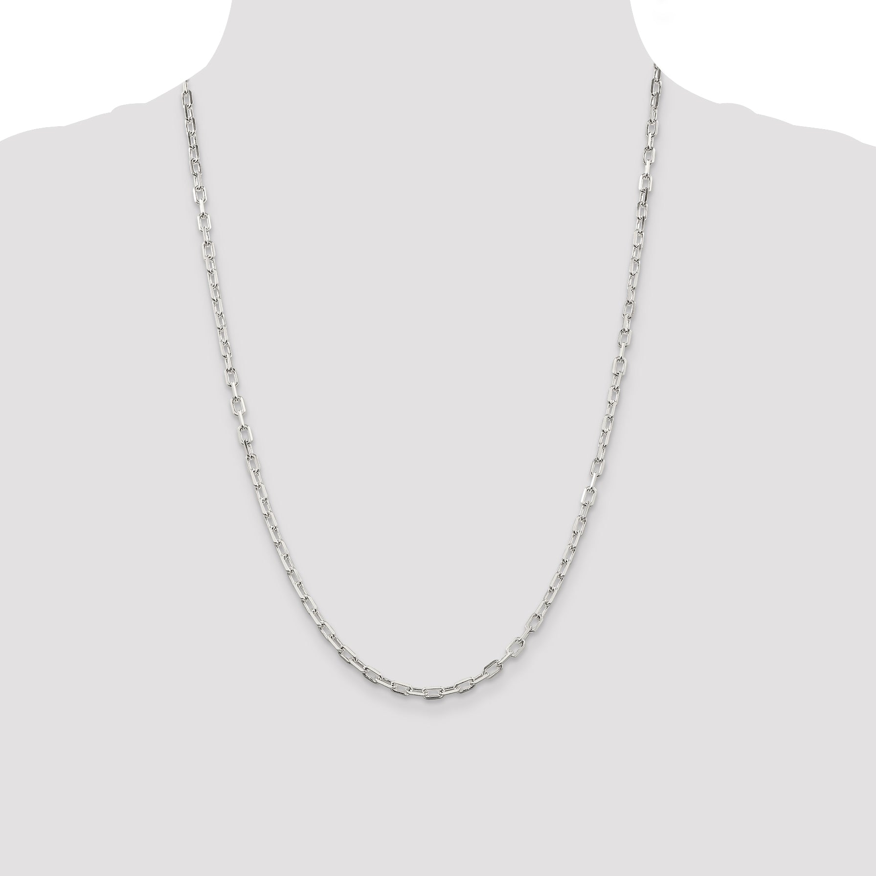 Sterling Silver 3.75mm Diamond-cut Long Link Cable Chain