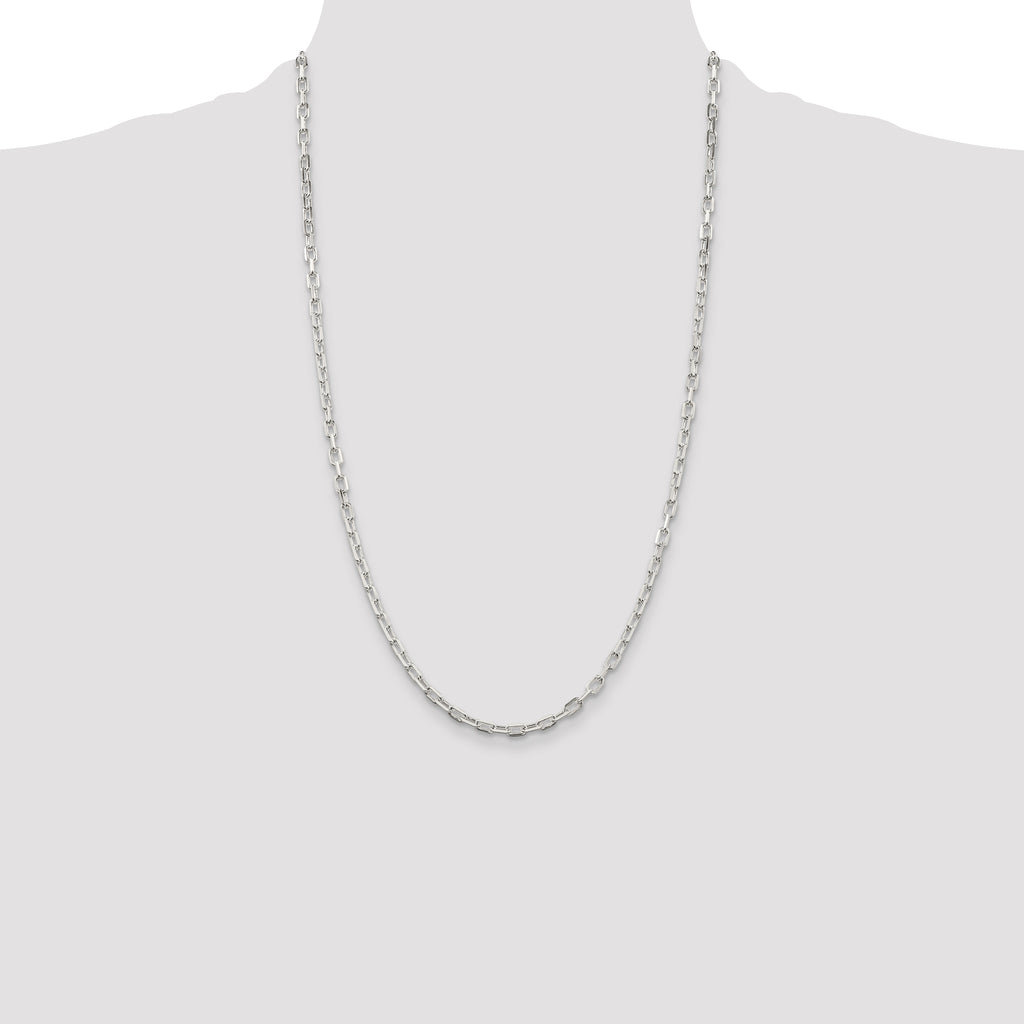 Sterling Silver 3.75mm Diamond-cut Long Link Cable Chain