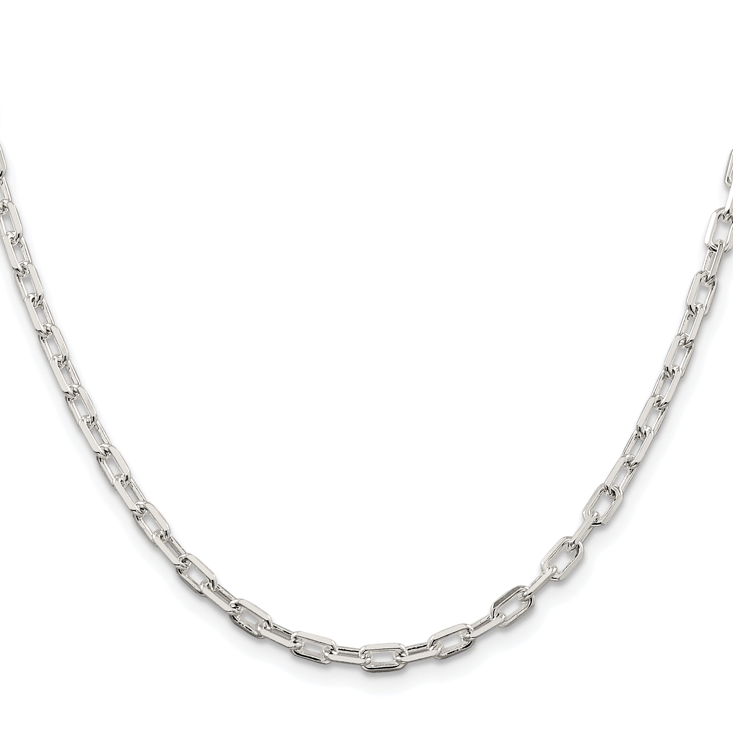 Sterling Silver Rhodium-plated 3.75mm Diamond-cut Long Link Cable Chain