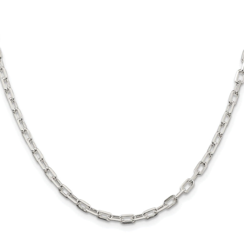 Sterling Silver Rhodium-plated 3.75mm Diamond-cut Long Link Cable Chain