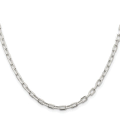 Sterling Silver Rhodium-plated 3.75mm Diamond-cut Long Link Cable Chain