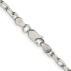 Sterling Silver Rhodium-plated 3.75mm Diamond-cut Long Link Cable Chain