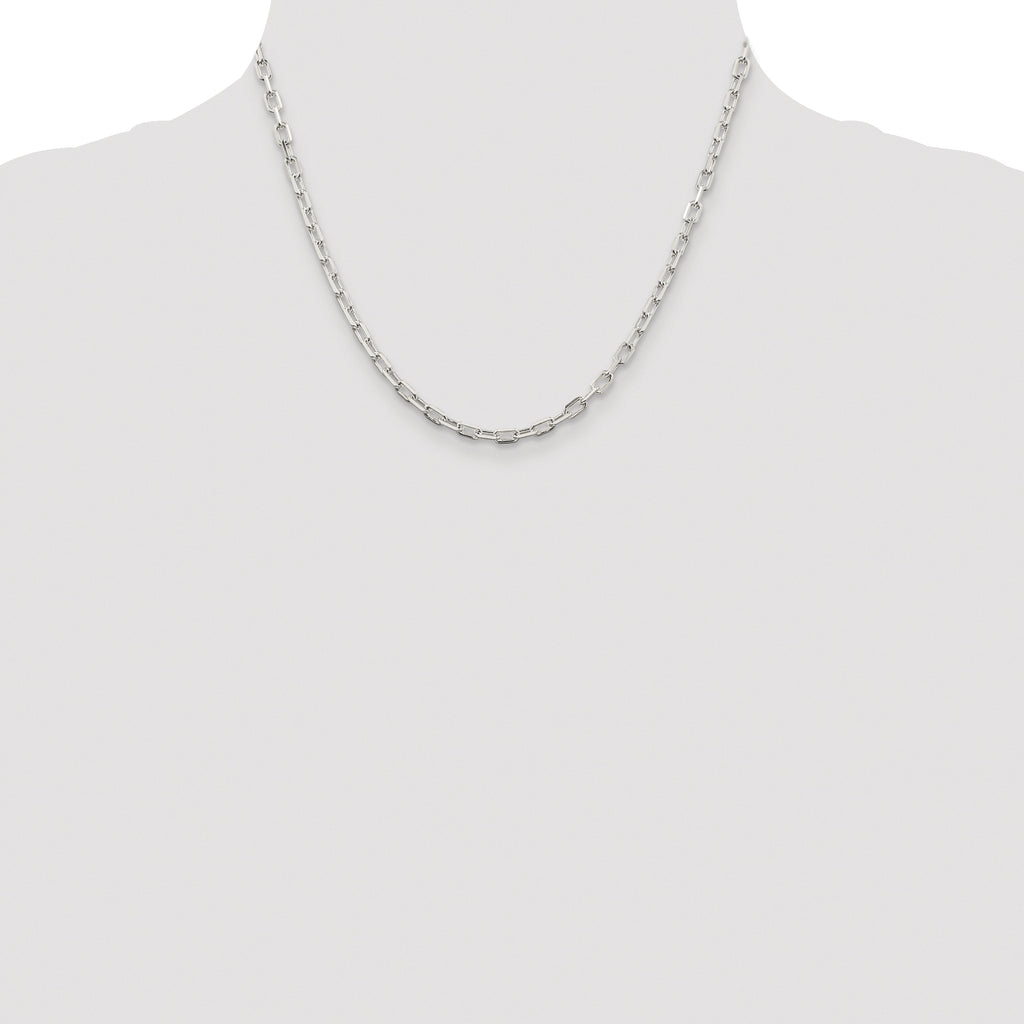 Sterling Silver Rhodium-plated 3.75mm Diamond-cut Long Link Cable Chain