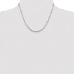 Sterling Silver Rhodium-plated 3.75mm Diamond-cut Long Link Cable Chain