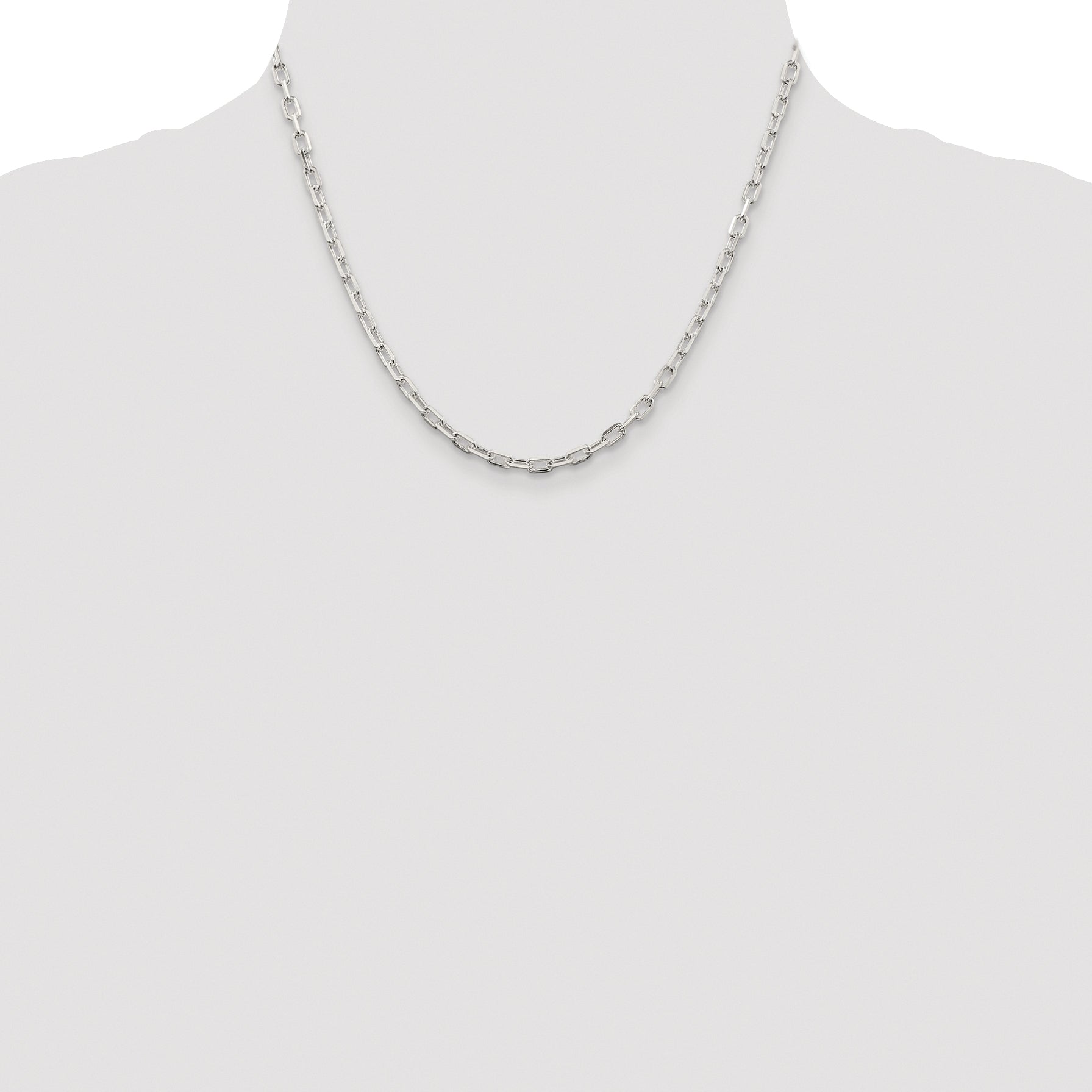 Sterling Silver Rhodium-plated 3.75mm Diamond-cut Long Link Cable Chain