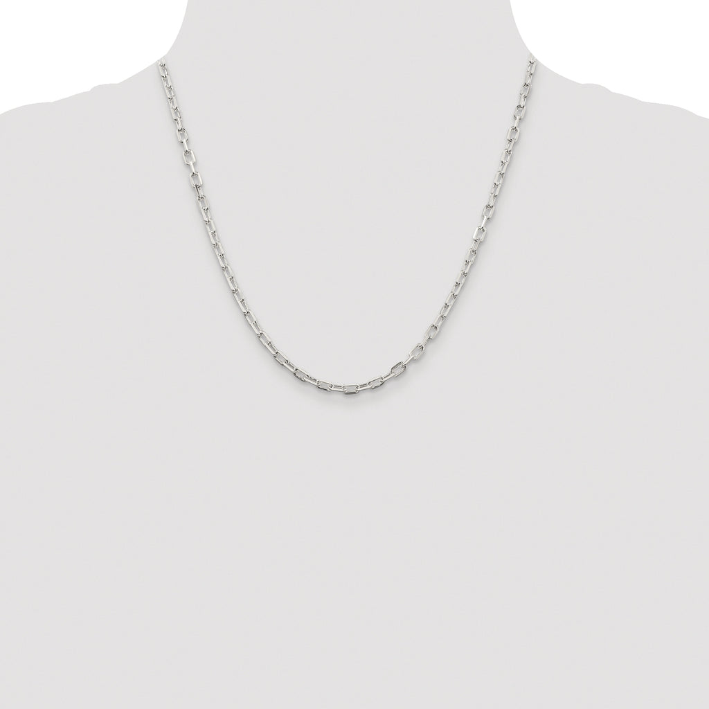 Sterling Silver Rhodium-plated 3.75mm Diamond-cut Long Link Cable Chain