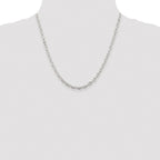 Sterling Silver Rhodium-plated 3.75mm Diamond-cut Long Link Cable Chain