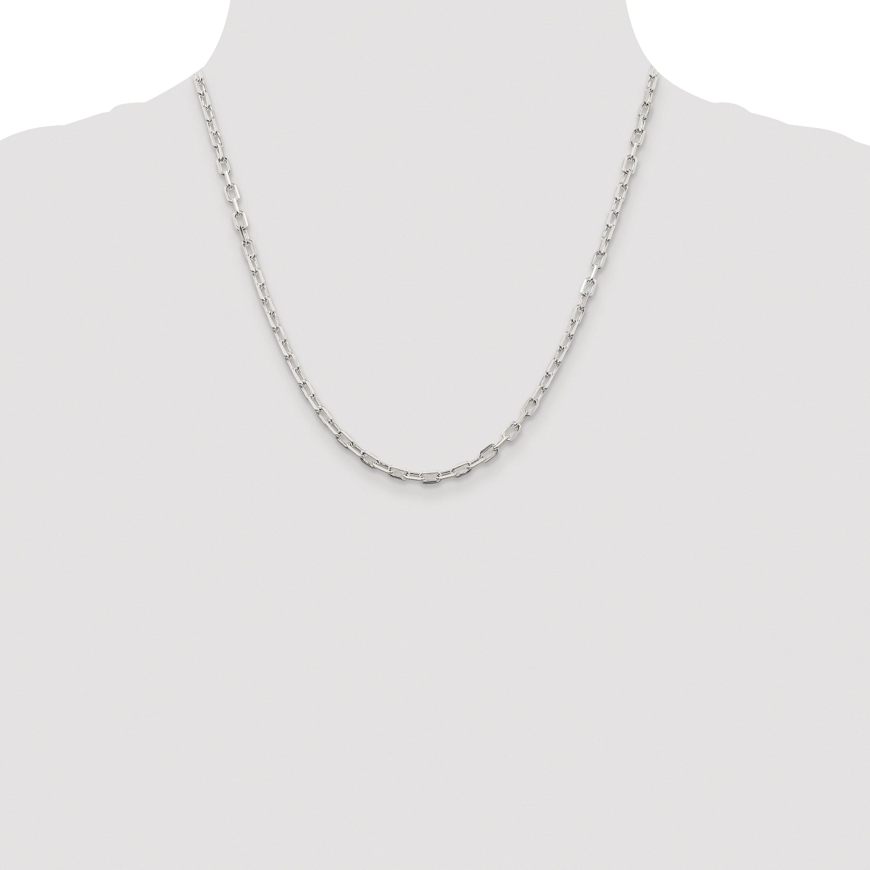 Sterling Silver Rhodium-plated 3.75mm Diamond-cut Long Link Cable Chain