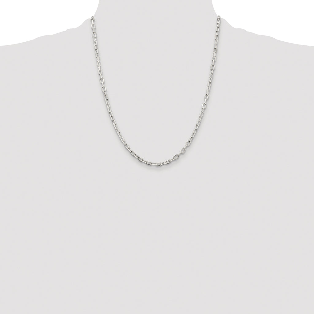 Sterling Silver Rhodium-plated 3.75mm Diamond-cut Long Link Cable Chain
