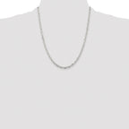 Sterling Silver Rhodium-plated 3.75mm Diamond-cut Long Link Cable Chain