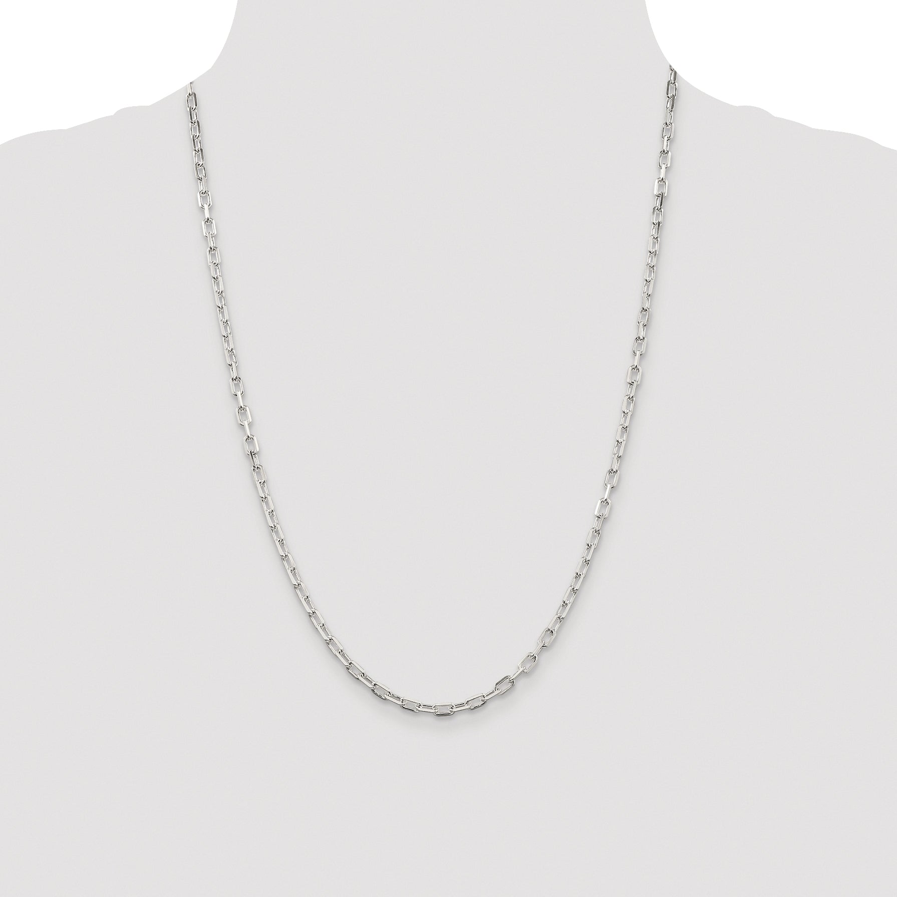 Sterling Silver Rhodium-plated 3.75mm Diamond-cut Long Link Cable Chain