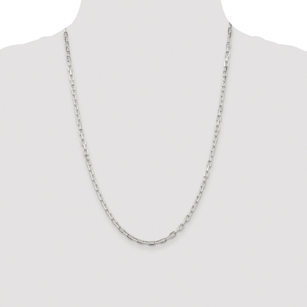 Sterling Silver Rhodium-plated 3.75mm Diamond-cut Long Link Cable Chain