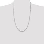 Sterling Silver Rhodium-plated 3.75mm Diamond-cut Long Link Cable Chain