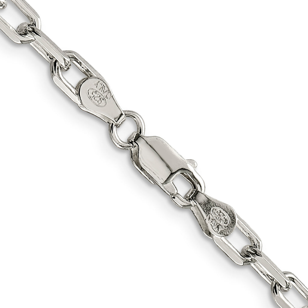Sterling Silver 4.5mm Diamond-Cut Long Link Cable Chain