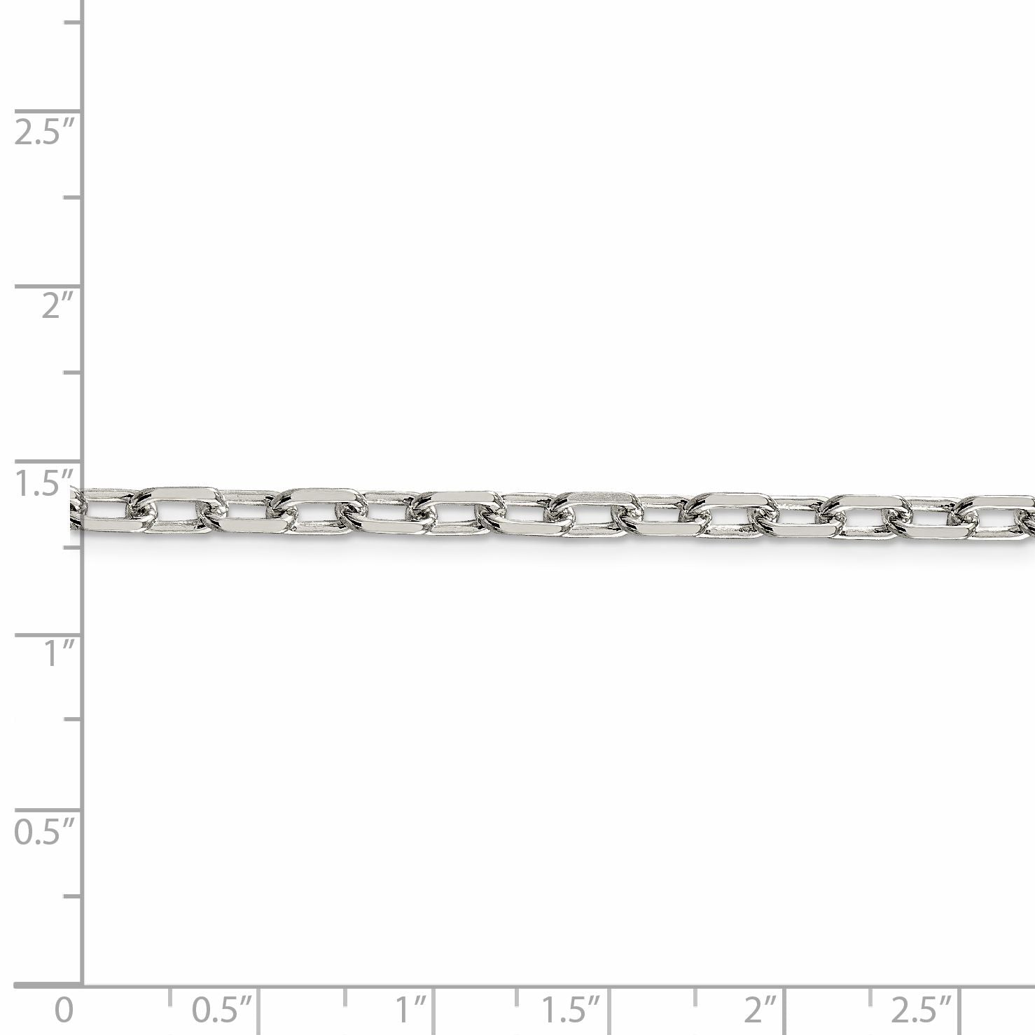 Sterling Silver Rhodium-plated 4.5mm Diamond-cut Long Link Cable Chain