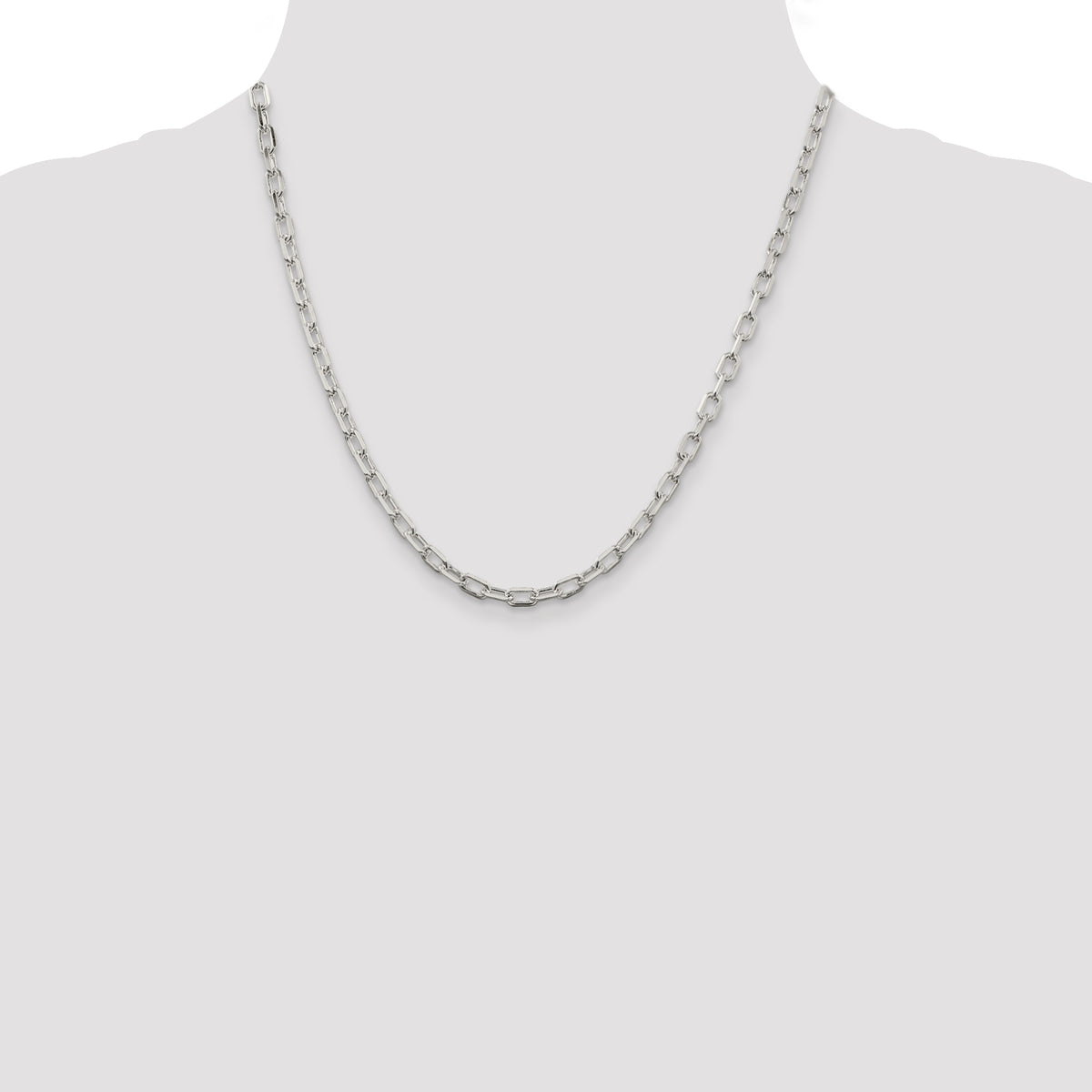 Sterling Silver 4.5mm Diamond-cut Long Link Cable Chain