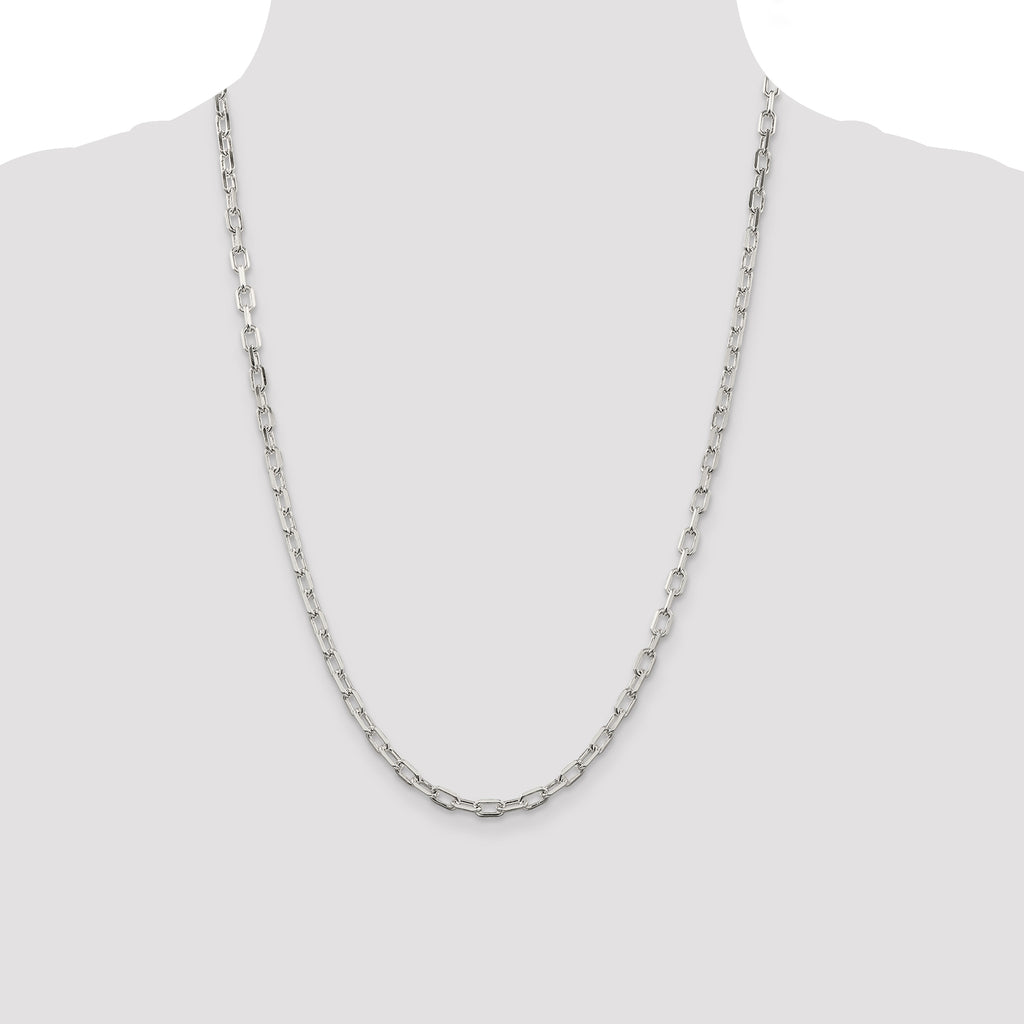 Sterling Silver 4.5mm Diamond-Cut Long Link Cable Chain