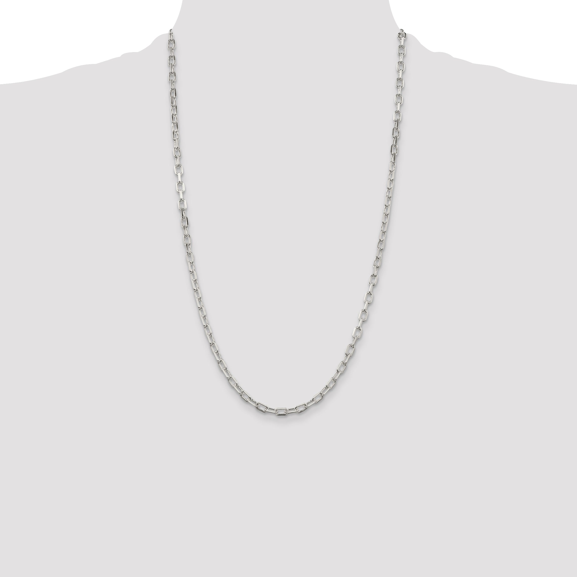 Sterling Silver 4.5mm Diamond-cut Long Link Cable Chain