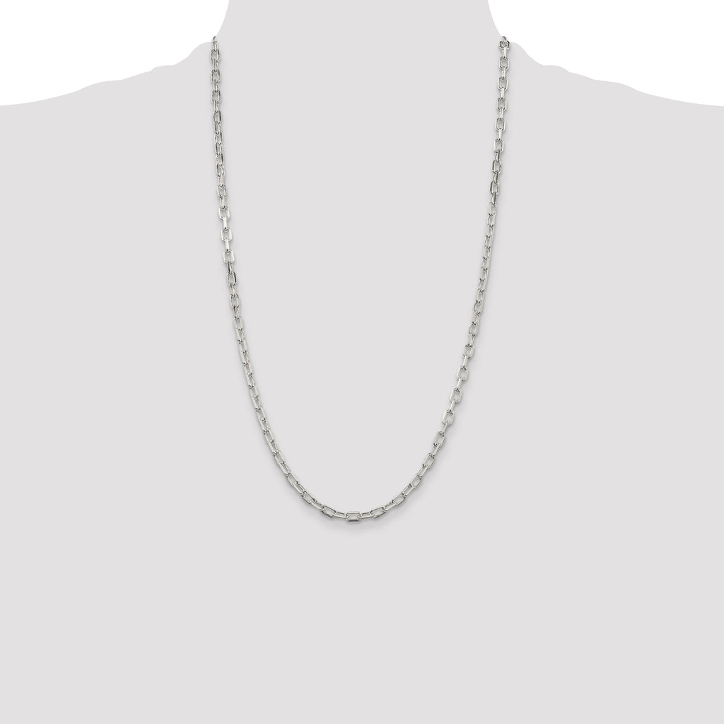 Sterling Silver 4.5mm Diamond-cut Long Link Cable Chain