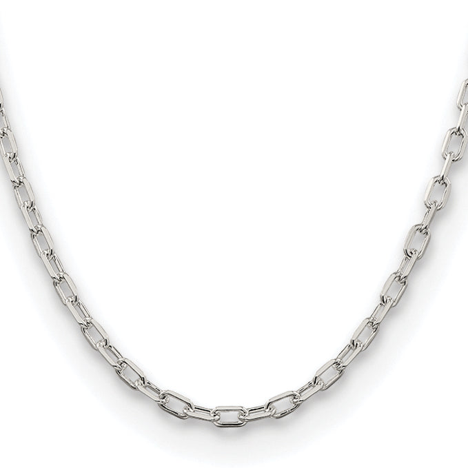 Sterling Silver Rhodium-plated 4.5mm Diamond-cut Long Link Cable Chain
