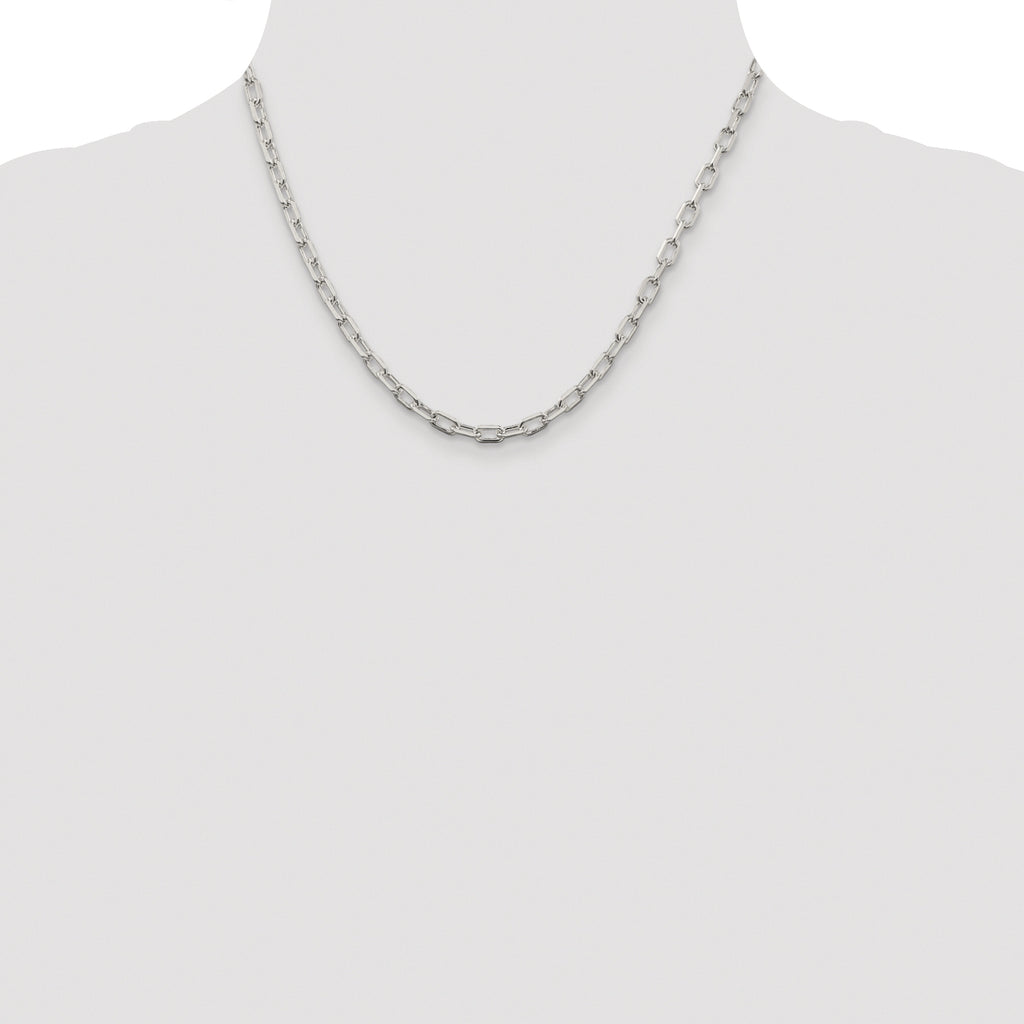 Sterling Silver Rhodium-plated 4.5mm Diamond-cut Long Link Cable Chain
