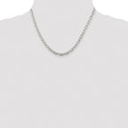 Sterling Silver Rhodium-plated 4.5mm Diamond-cut Long Link Cable Chain