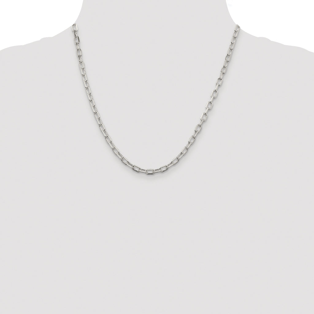 Sterling Silver Rhodium-plated 4.5mm Diamond-cut Long Link Cable Chain