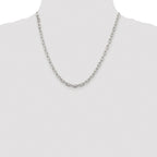 Sterling Silver Rhodium-plated 4.5mm Diamond-cut Long Link Cable Chain