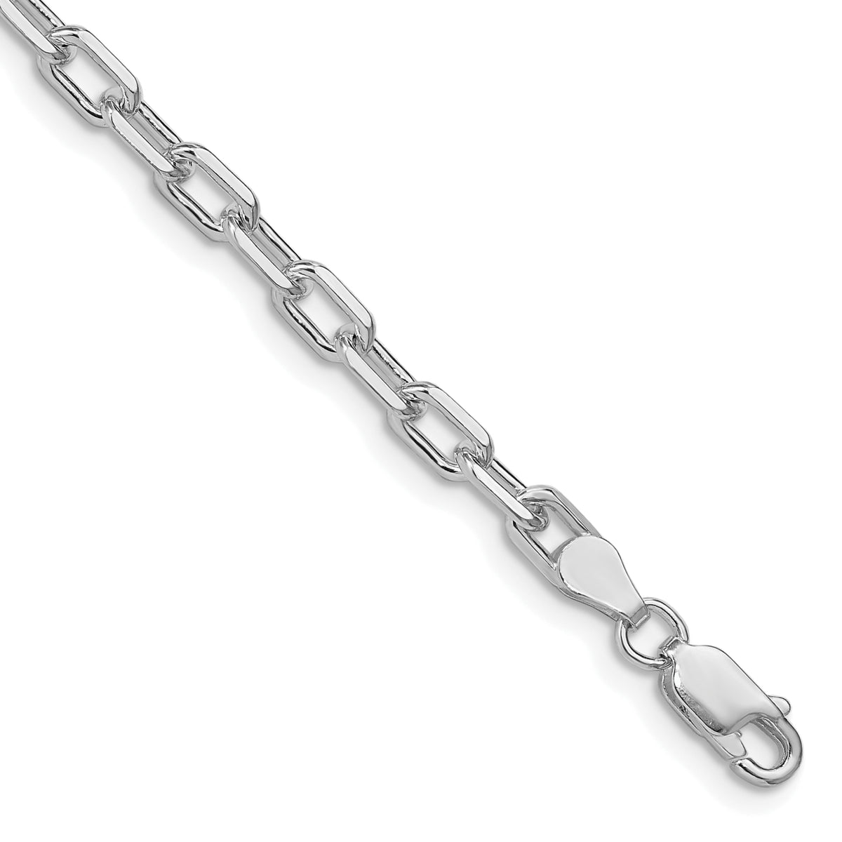 Amore La Vita Sterling Silver Rhodium-plated Solid 4.3mm Diamond-cut 7 inch Open Link Cable with Lobster Clasp Charm Bracelet