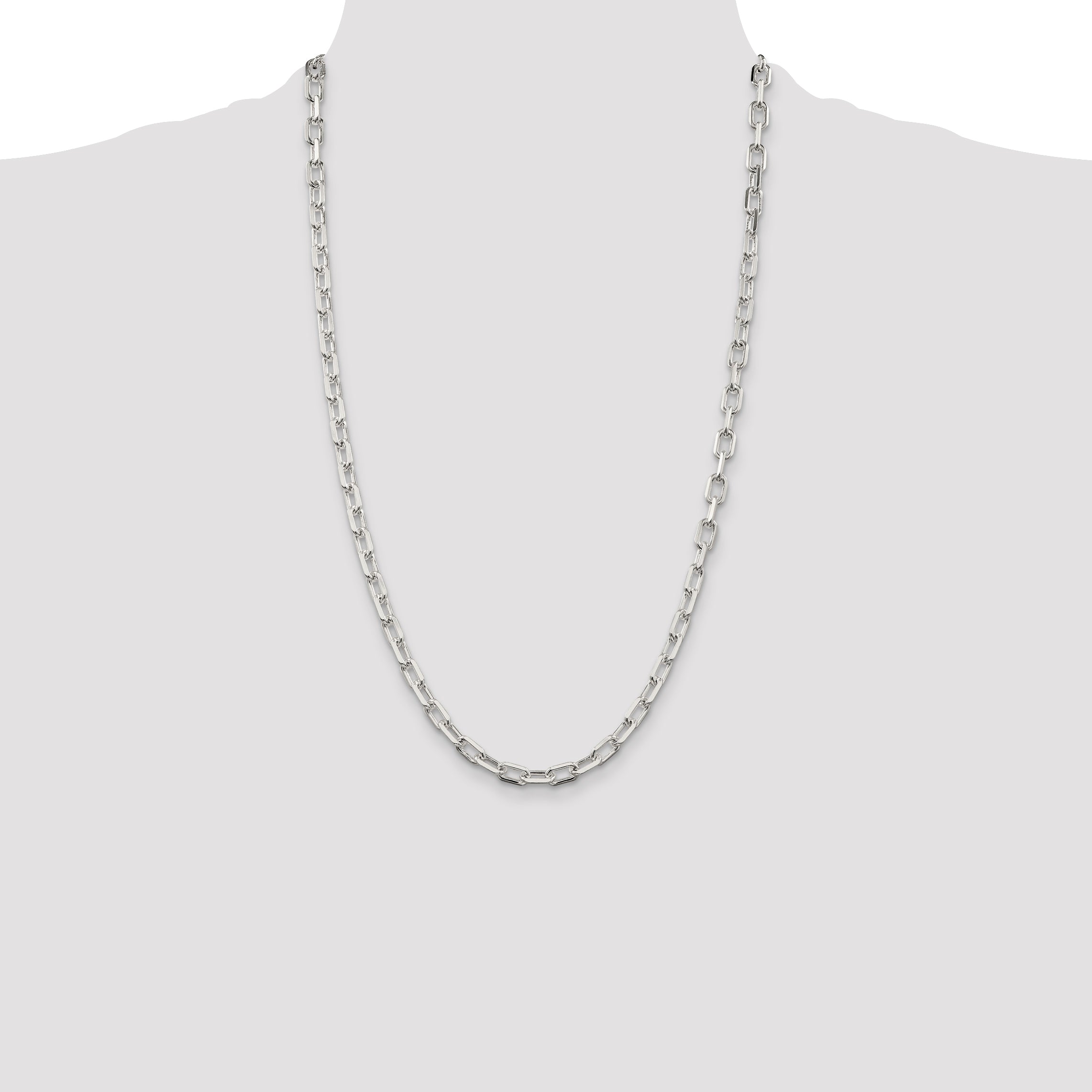 Sterling Silver 5.75mm Diamond-cut Long Link Cable Chain