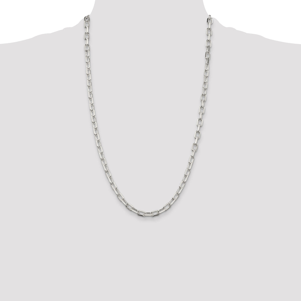 Sterling Silver 5.75mm Diamond-cut Long Link Cable Chain