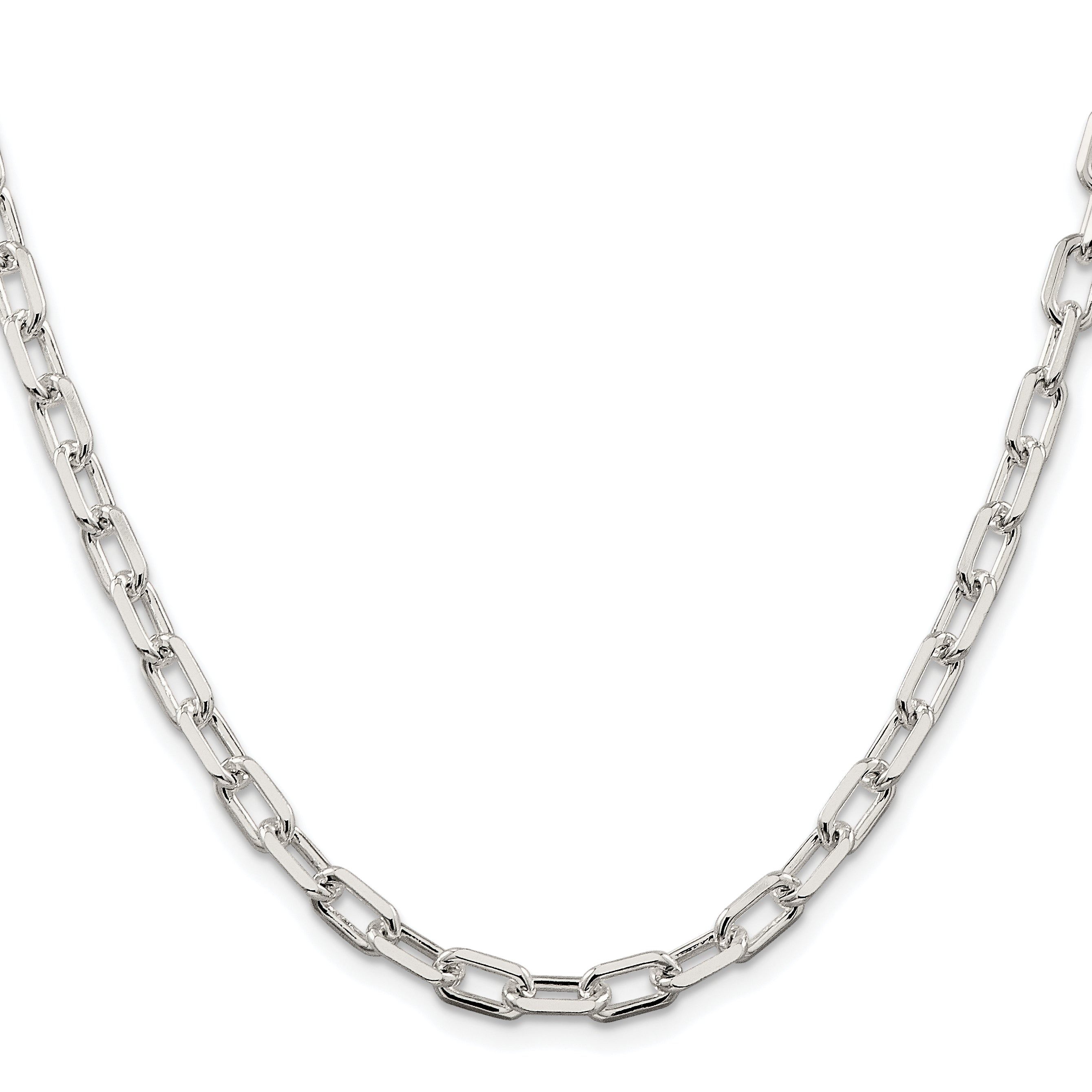 Sterling Silver Rhodium-plated 5.75mm Diamond-cut Long Link Cable Chain