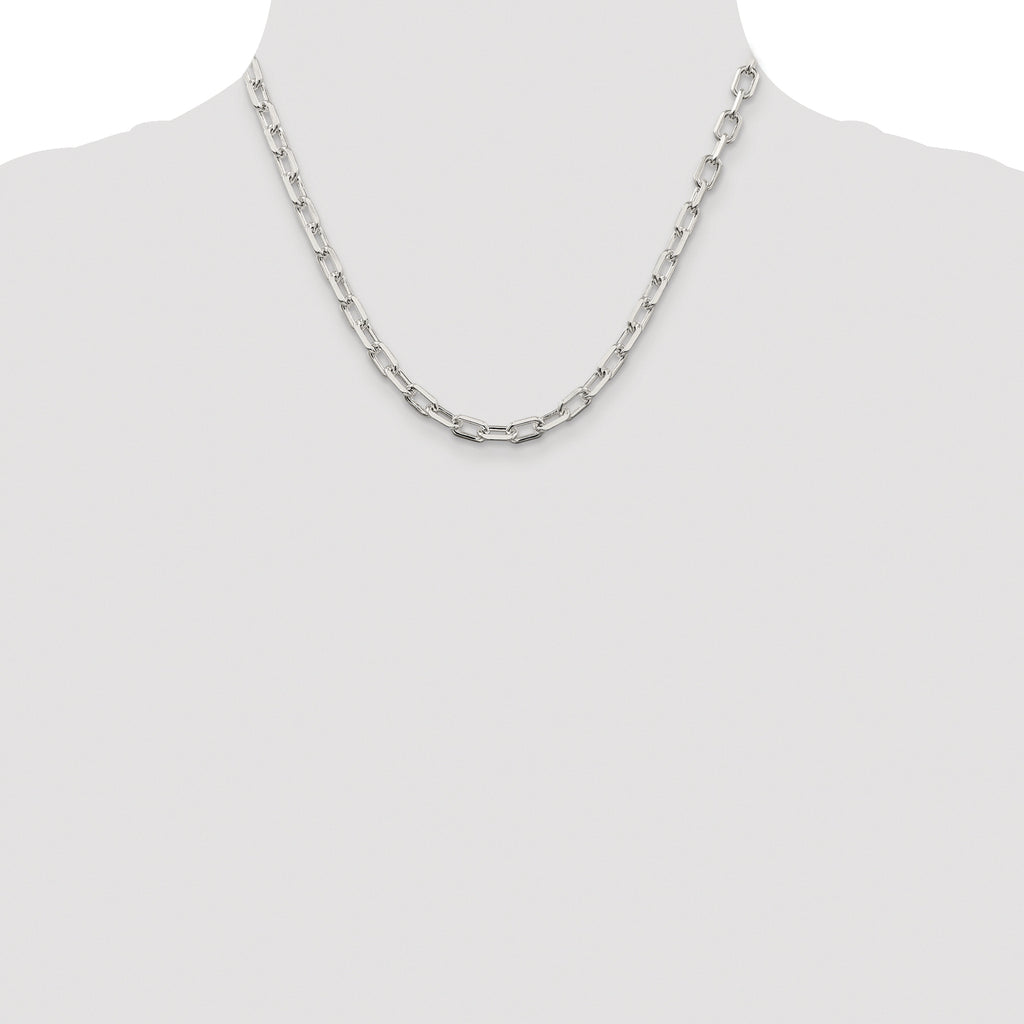 Sterling Silver Rhodium-plated 5.75mm Diamond-cut Long Link Cable Chain
