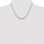Sterling Silver Rhodium-plated 5.75mm Diamond-cut Long Link Cable Chain