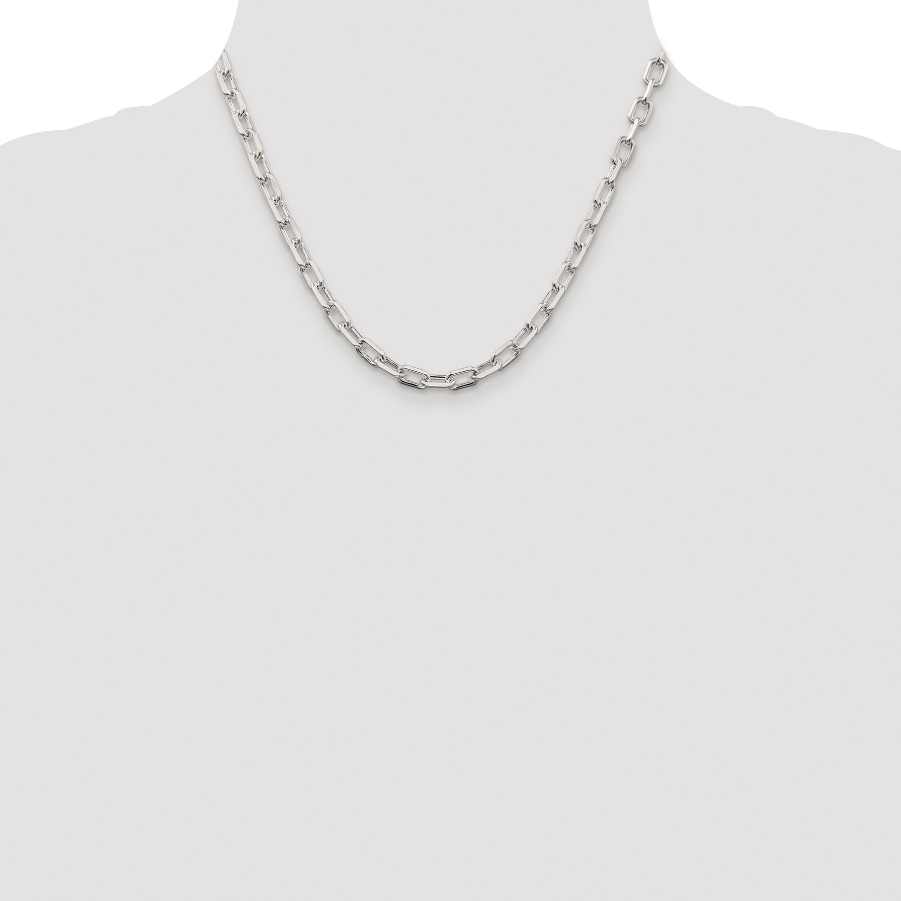 Sterling Silver Rhodium-plated 5.75mm Diamond-cut Long Link Cable Chain