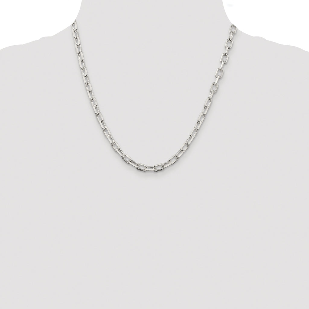 Sterling Silver Rhodium-plated 5.75mm Diamond-cut Long Link Cable Chain