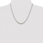 Sterling Silver Rhodium-plated 5.75mm Diamond-cut Long Link Cable Chain
