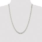 Sterling Silver Rhodium-plated 5.75mm Diamond-cut Long Link Cable Chain
