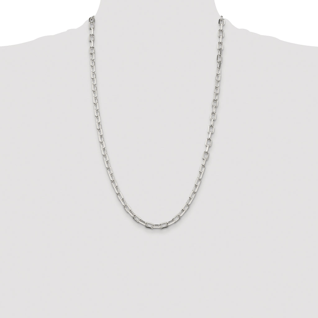 Sterling Silver Rhodium-plated 5.75mm Diamond-cut Long Link Cable Chain
