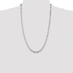 Sterling Silver Rhodium-plated 5.75mm Diamond-cut Long Link Cable Chain