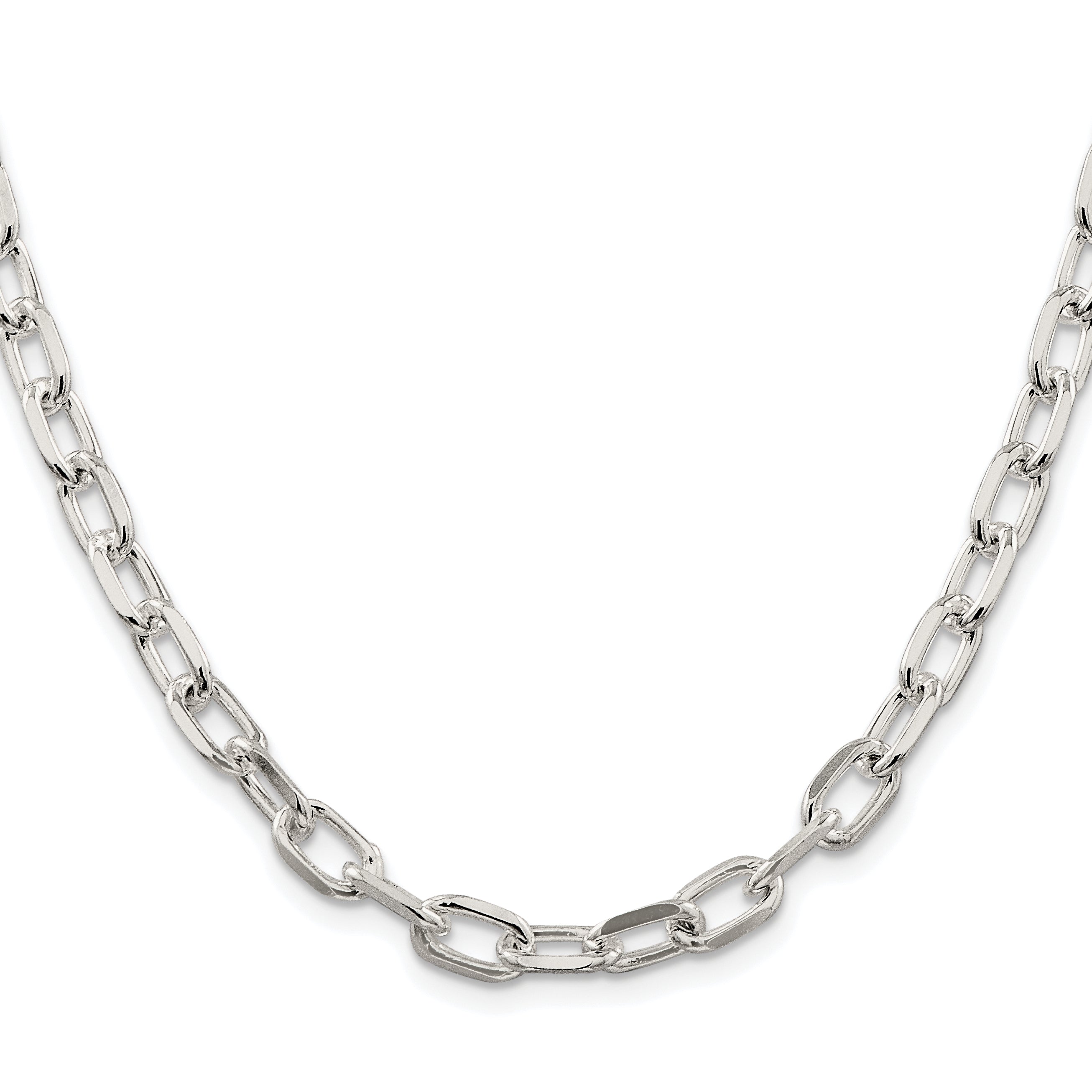 Sterling Silver Rhodium-plated 6.65mm Diamond-cut Long Link Cable Chain