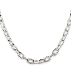 Sterling Silver Rhodium-plated 6.65mm Diamond-cut Long Link Cable Chain