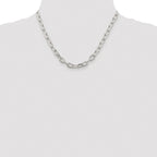 Sterling Silver Rhodium-plated 6.65mm Diamond-cut Long Link Cable Chain