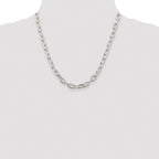 Sterling Silver Rhodium-plated 6.65mm Diamond-cut Long Link Cable Chain